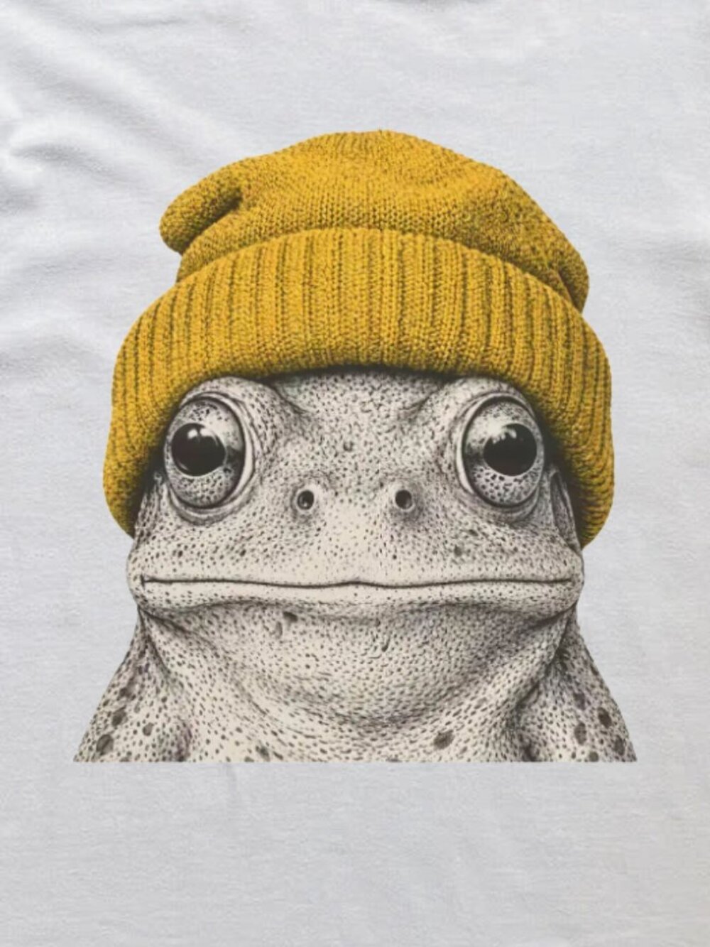 Cottagecore Frog Toad Wearing Yellow Beanie Graphic Tee - Picture 2 of 4